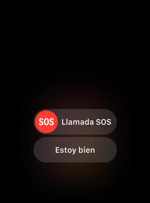 Imagen de Emergencia SOS y la opción para hacer una llamada de emergencia o indicar que estás bien.