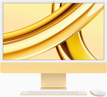 iMac u žutoj boji, s prednje strane