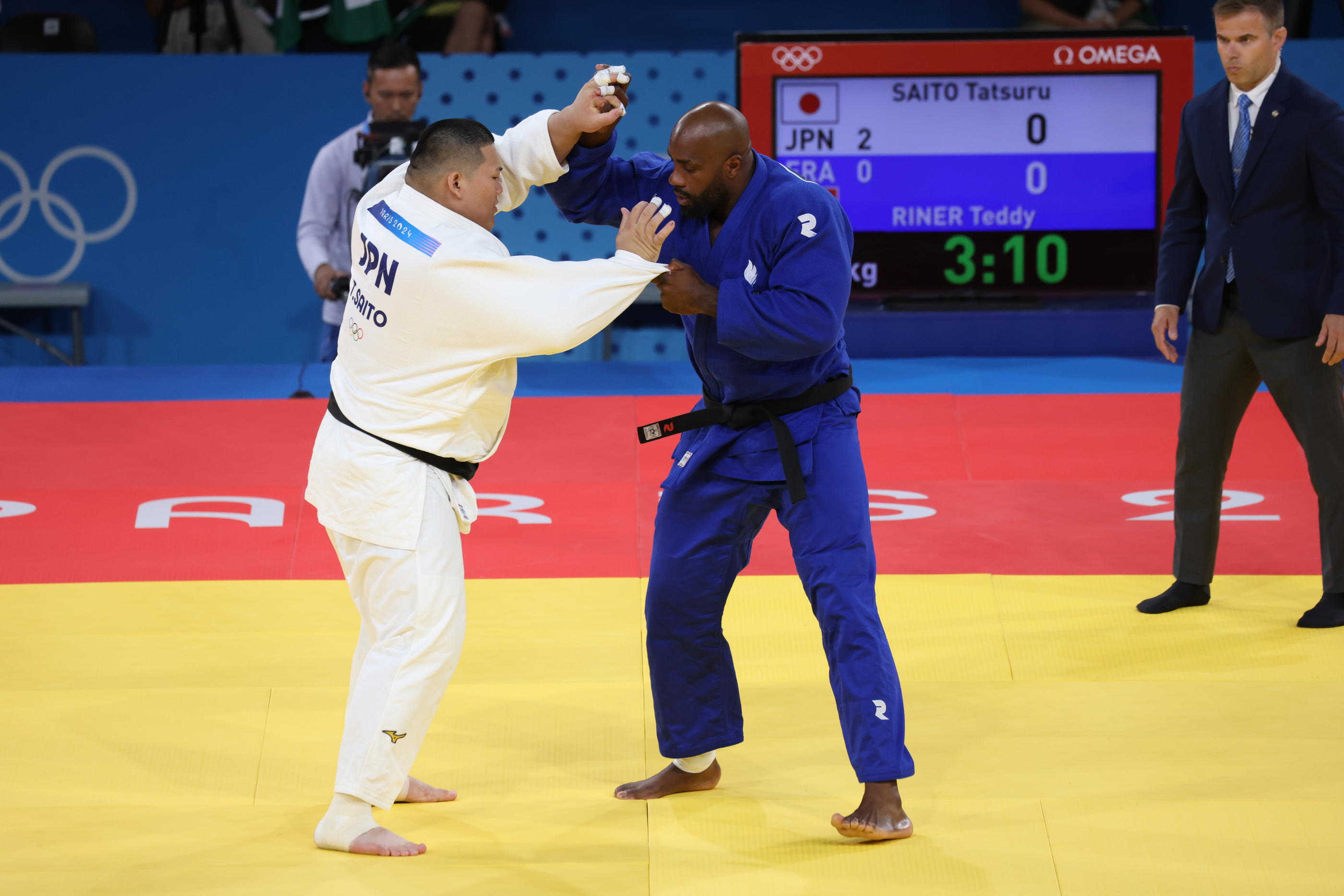 Lors de la finale par équipes, Teddy Riner avait battu Tatsuru Saito à deux reprises, au grand désarroi du Japonais.
LP / Jean-Baptiste Quentin