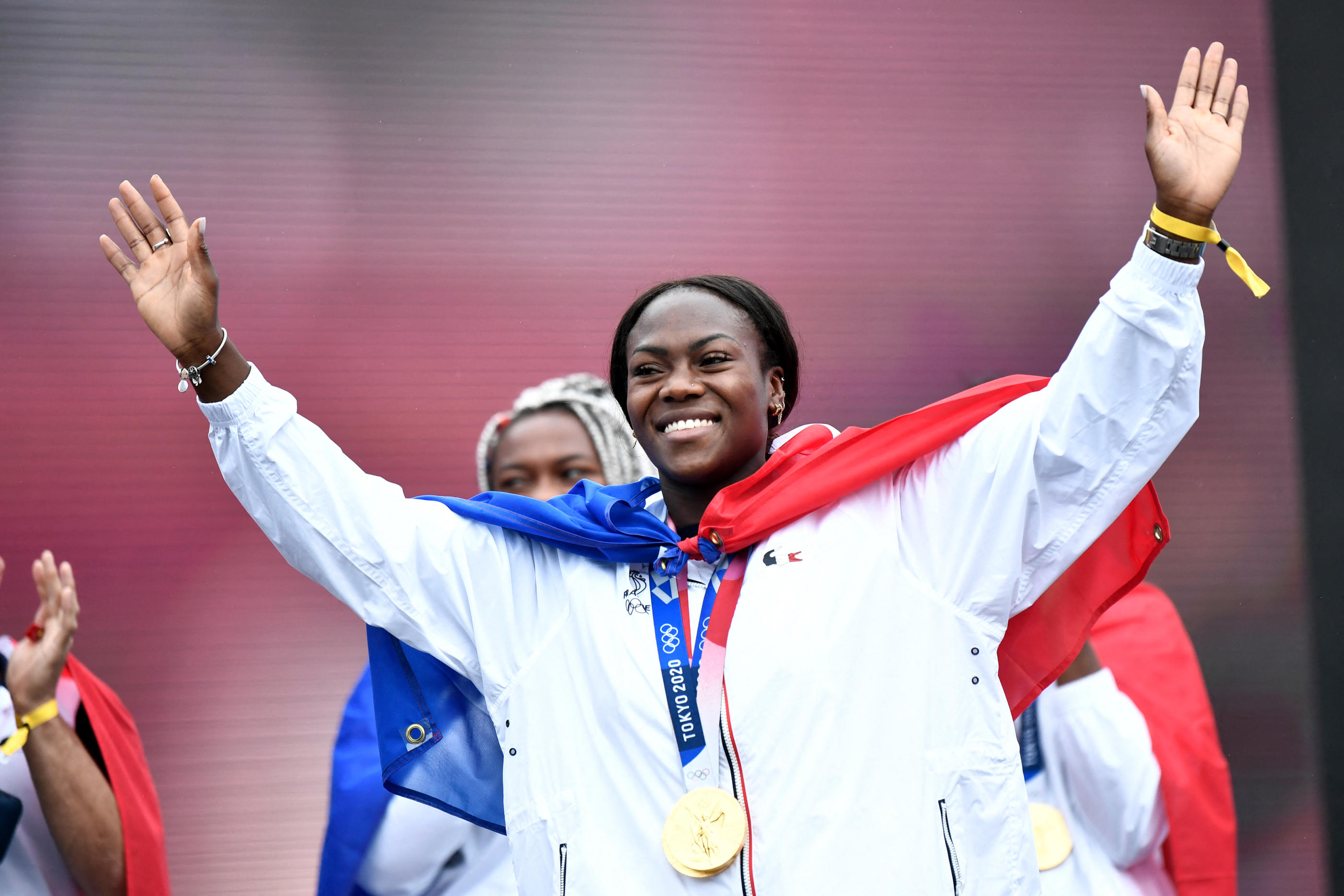 A Tokyo en 2021, Clarisse Agbégnénou avait été désignée porte-drapeau aux côtés de Samir Aït Saïd. Elle était rentrée à Paris auréolée de deux titres olympiques. STEPHANE DE SAKUTIN/AFP