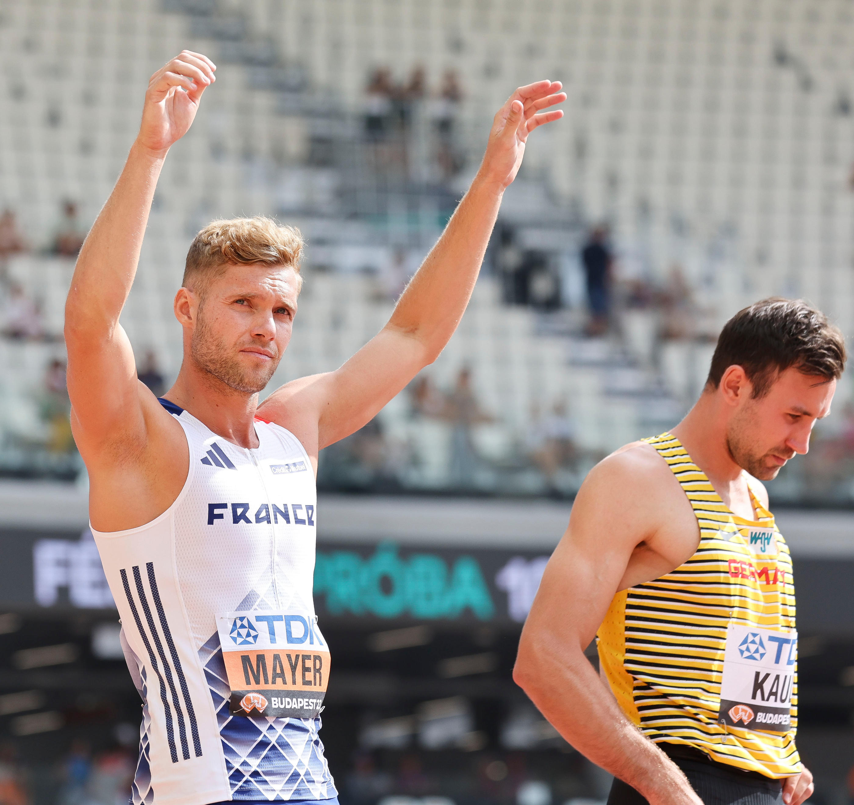 Kevin Mayer ce vendredi à Budpaest. Icon sport