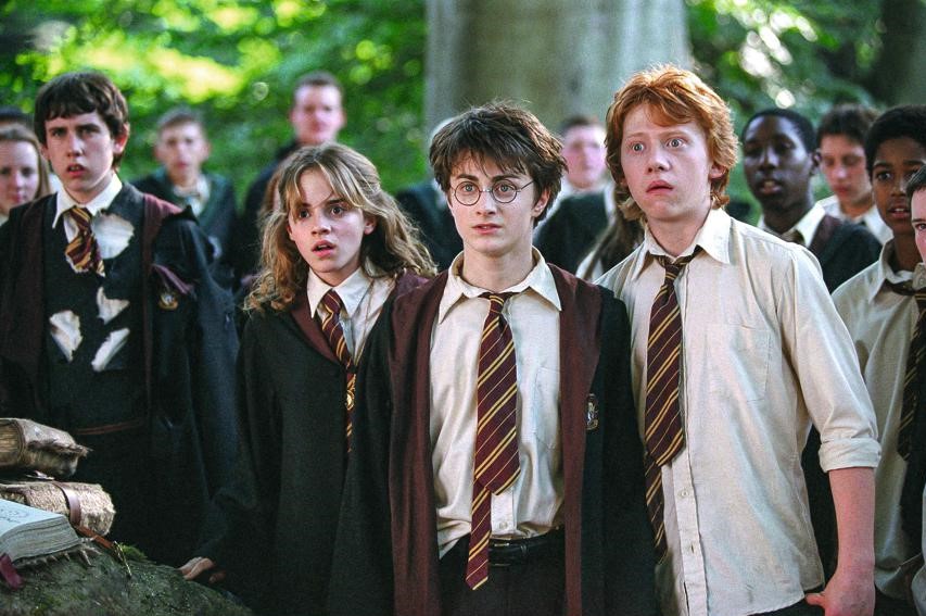 Dans la série de films, Emma Watson, Daniel Radcliffe et Rupert Grint (de g. à dr.) incarnent respectivement Hermione Granger, Harry Potter et Ron Wealsey. Lilo/Sipa