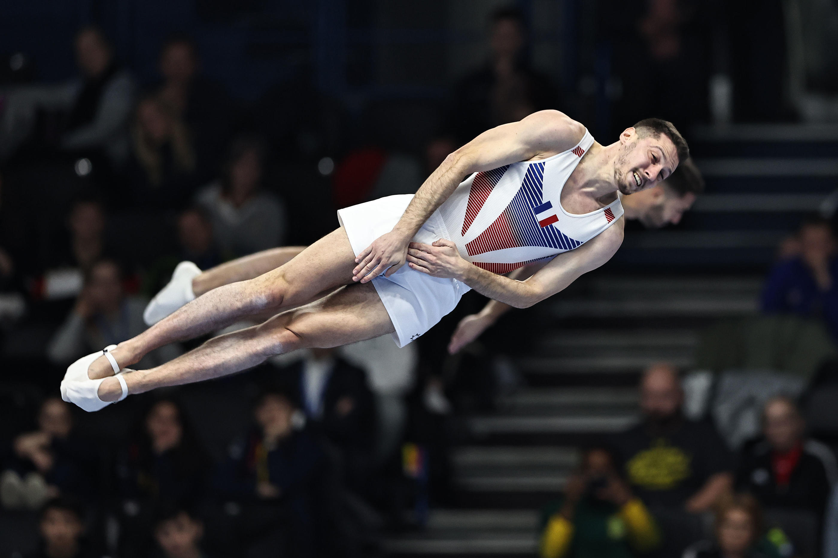 Birmingham (Royaume-Uni), le 10 novembre 2023. Champion d'Europe et vice-champion du monde de trampoline en individuel en 2022, Allan Morante a décroché cette année le titre de champion du monde par équipe, une première depuis vingt-sept ans. Photo Icon sport/Schreyer