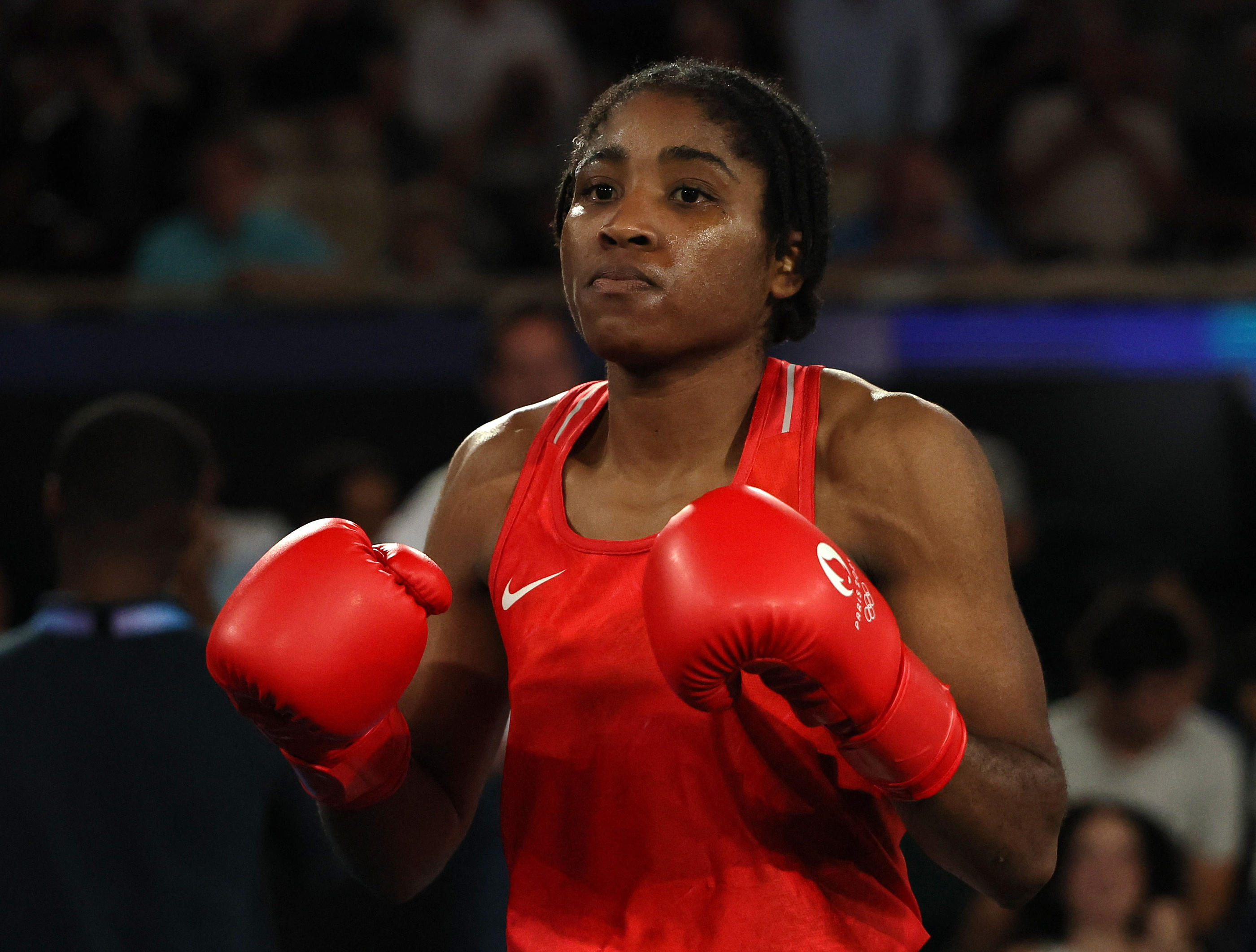 La Camerounaise Cindy Ngamba entre dans l'histoire des Jeux olympiques. Reuters/Maye-E Wong