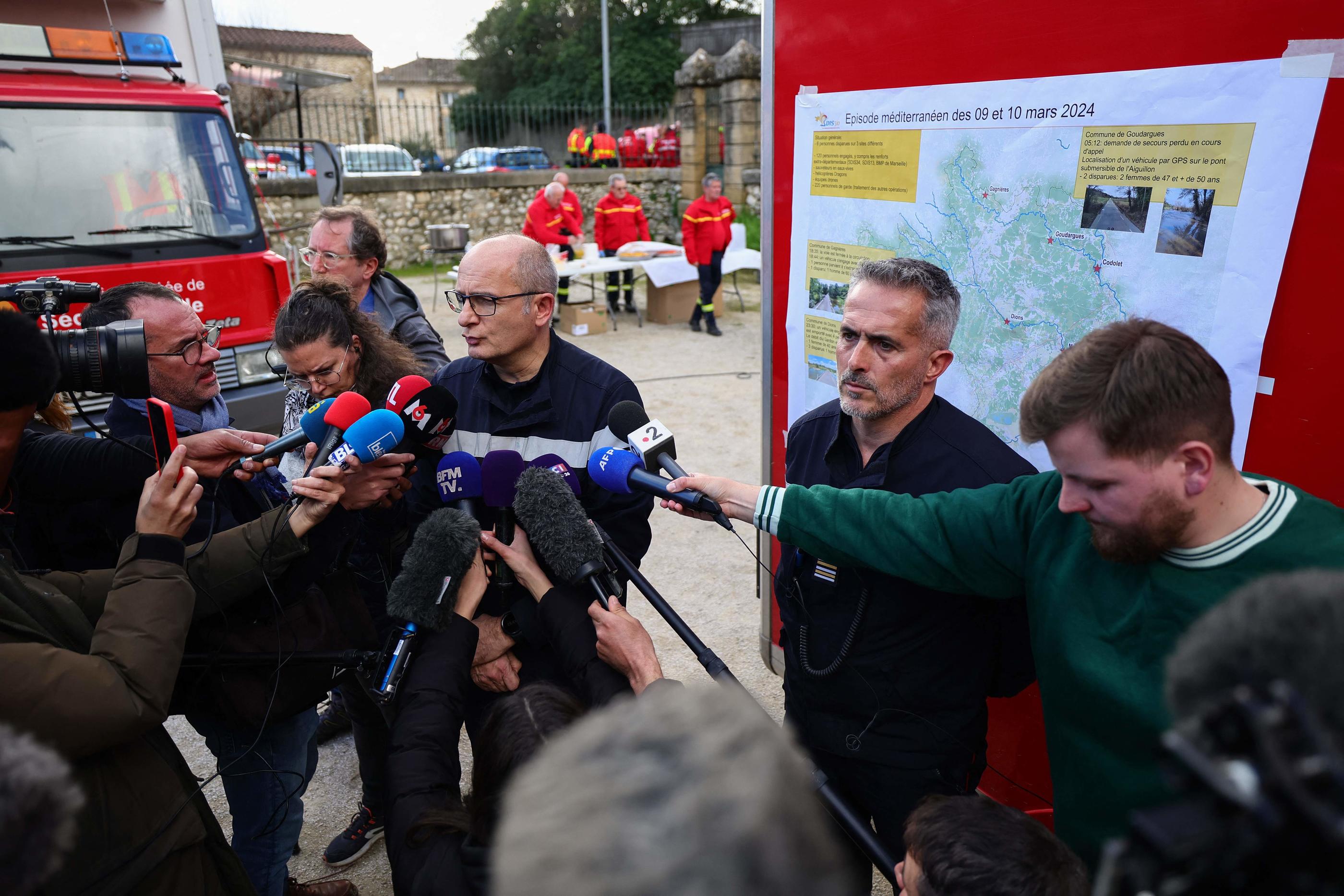 Depuis le week-end dernier, les services de secours du Gard sont sur tous le pont. AFP/CLEMENT MAHOUDEAU