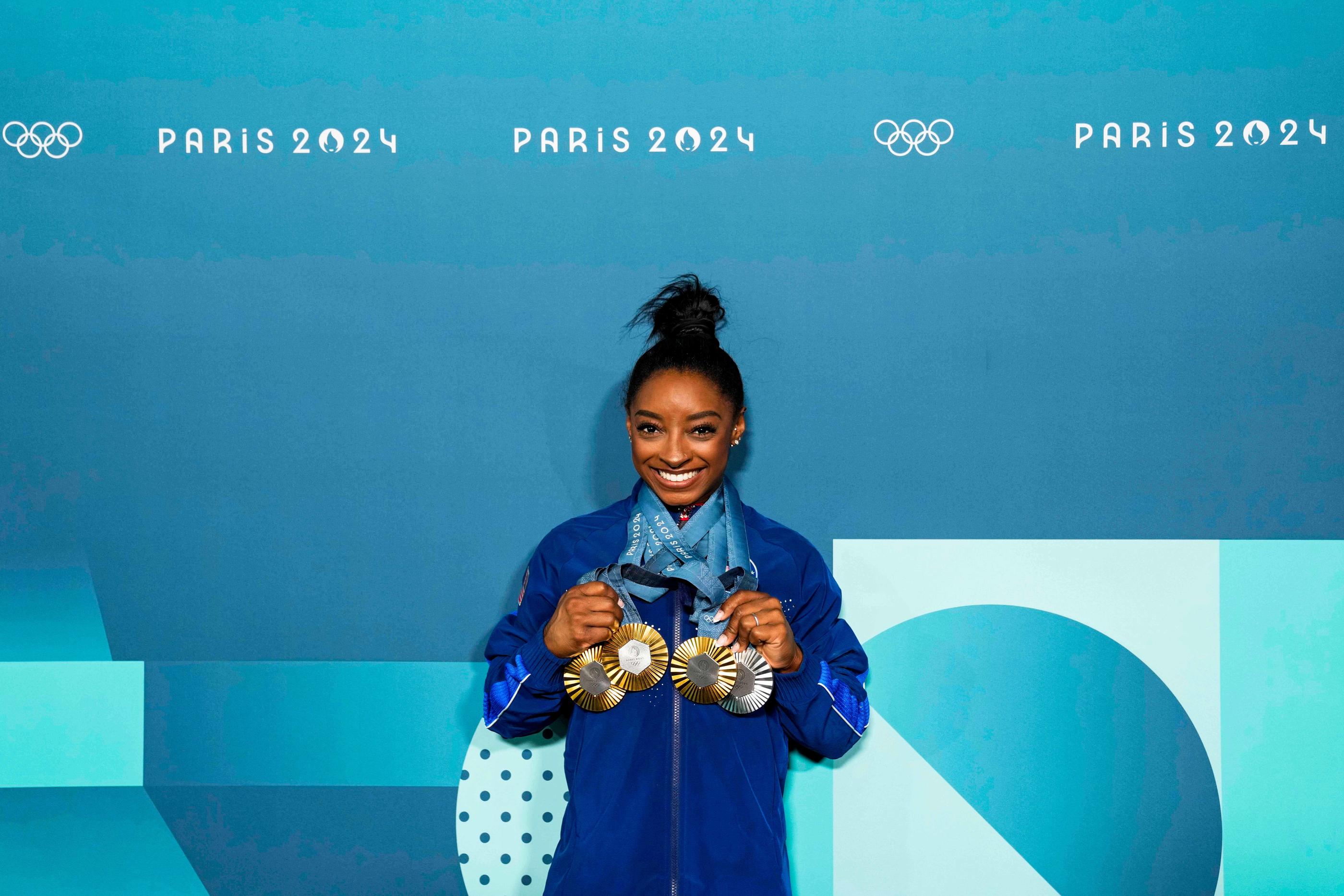 Paris, Bercy Arena, lundi 5 août. Simone Biles repart des JO Paris 2024 avec une belle moisson de médailles (Iconsport).