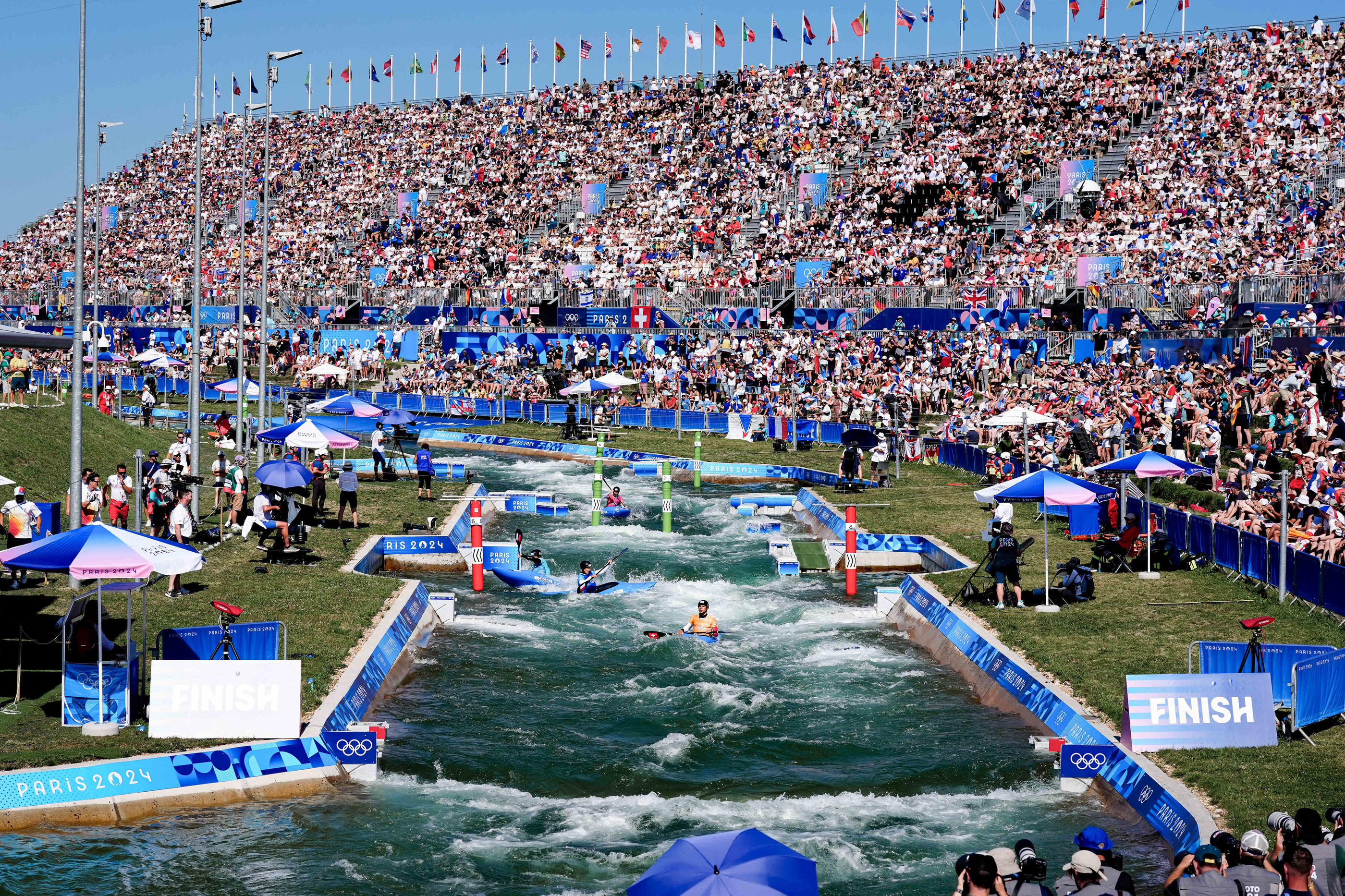 Créé pour les JO de Paris 2024, le bassin d'eaux vives du stade nautique de Vaires-sur-Marne (Seine-et-Marne) va être utilisé pour d'autres compétitions, mais aussi par les clubs et le grand public. Icon Sport/Abaca/Julien Poupart