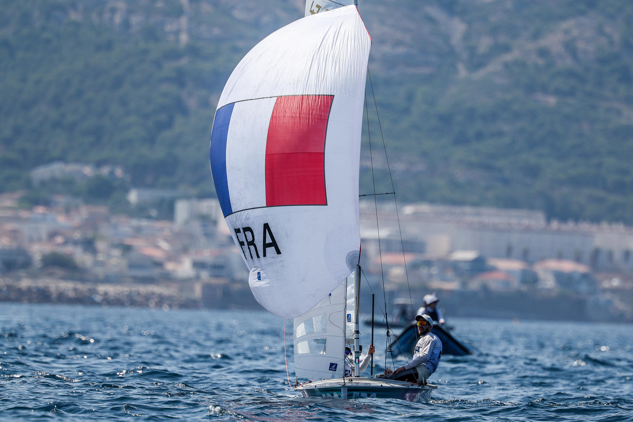 Camille Lecointre et Jeremie Mion sont repartis sans médaille en dériveur double. Johnny Fidelin/Icon Sport