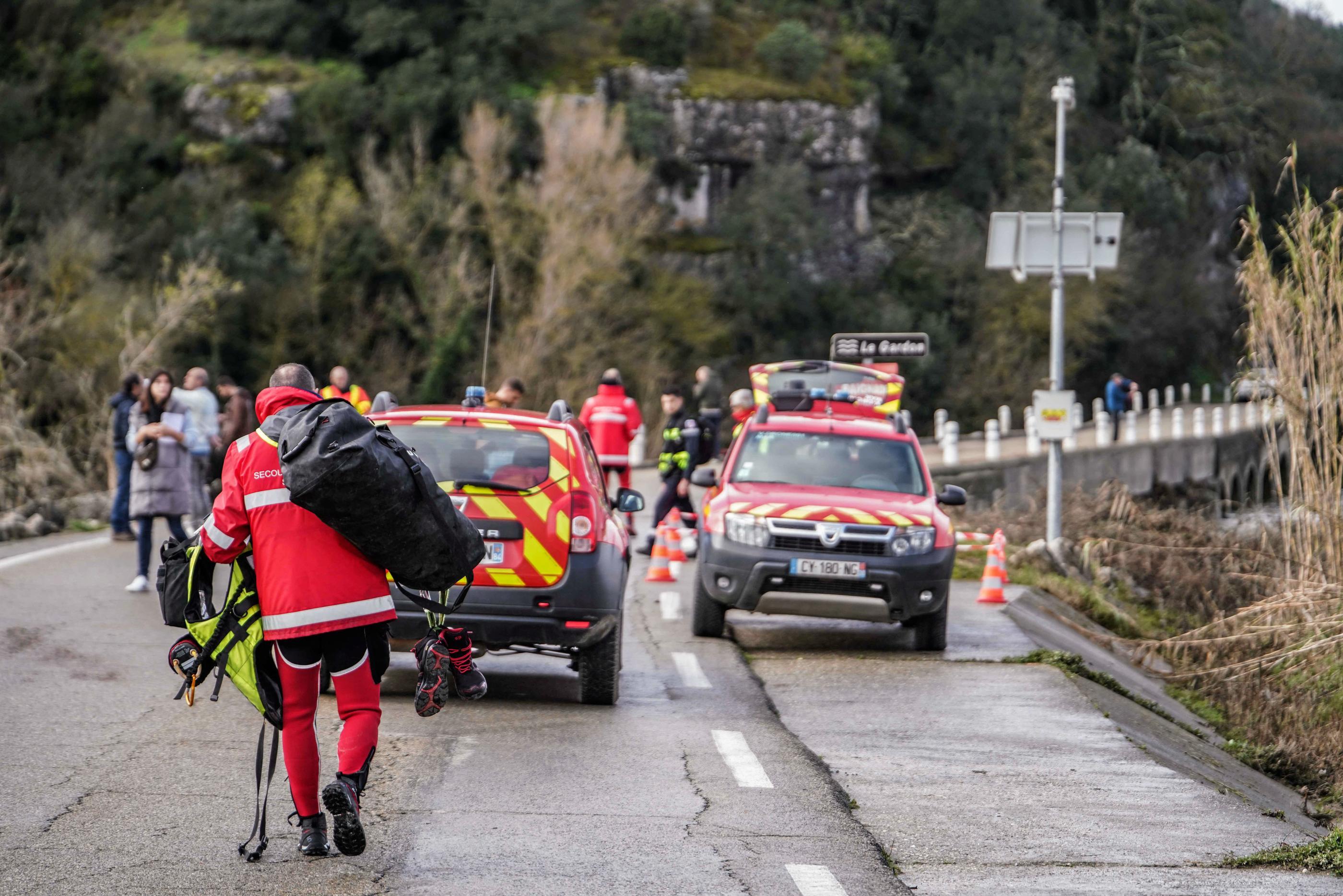 Ce lundi, en début de journée, un corps a été localisé à proximité du pont de Russan sur la commune de Sainte-Anastasie (Gard). PHOTOPQR/Le Midi Libre/Mikael Anisset