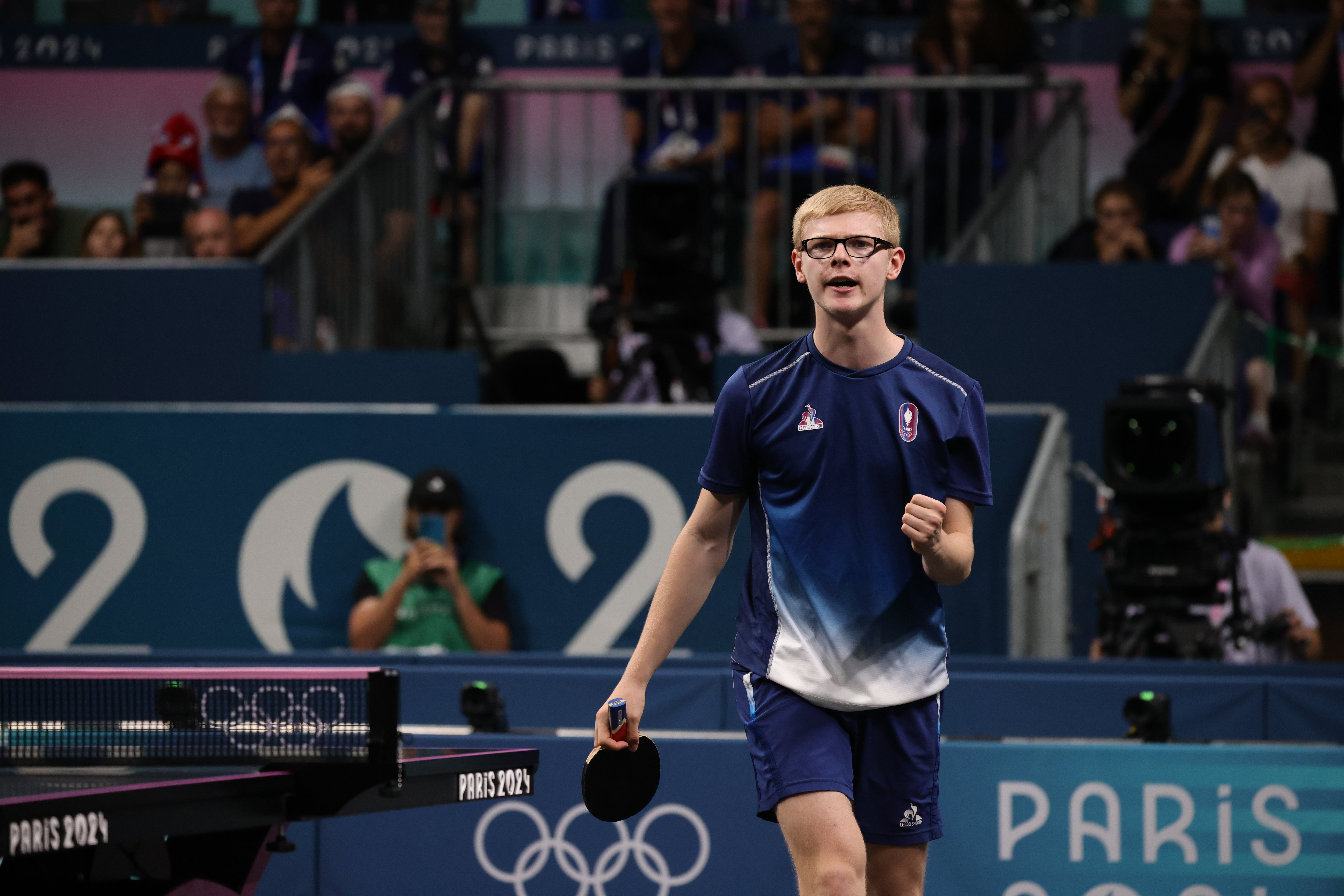 Félix Lebrun lors du match pour la médaille de bronze en tennis de table le 9 août 2024. 
LP / Olivier Arandel