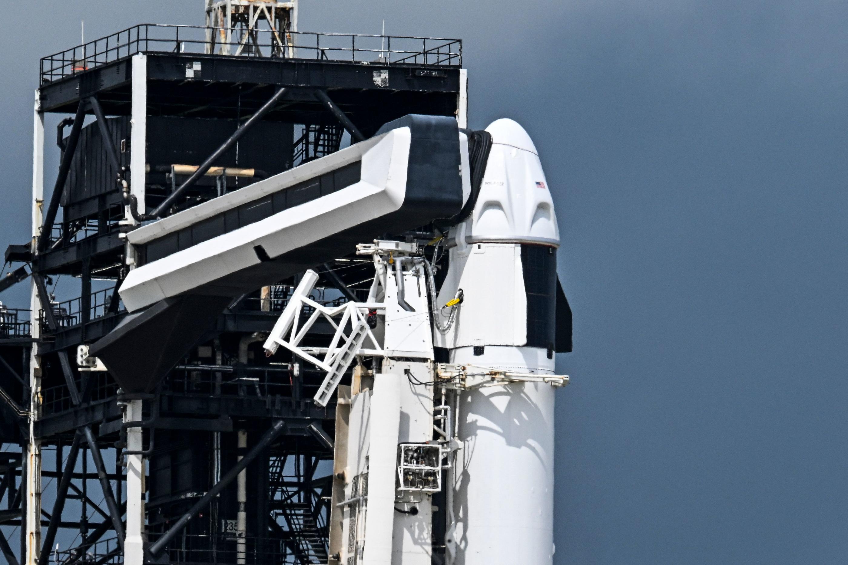 Cape Canaveral, Floride (Etats-Unis), le 9 septembre 2024. Le décollage de la fusée Falcon 9 de SpaceX est prévu à 9h38 ce mardi. AFP/ Chandan Khanna