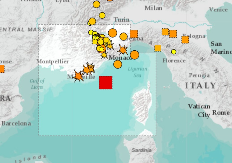 La secousse a été ressenti dans une bonne partie du Var. Capture d'écran/SismoAzur