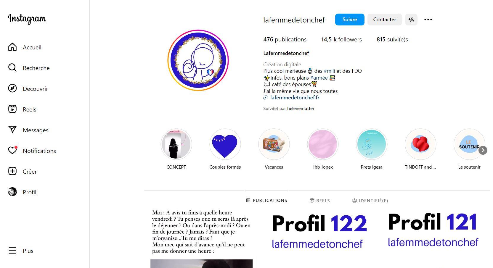 « La femme de ton chef » a d’abord été un compte Instagram avant de devenir un site de rencontre. Instagram/Capture d'écran du compte « lafemmedetonchef »