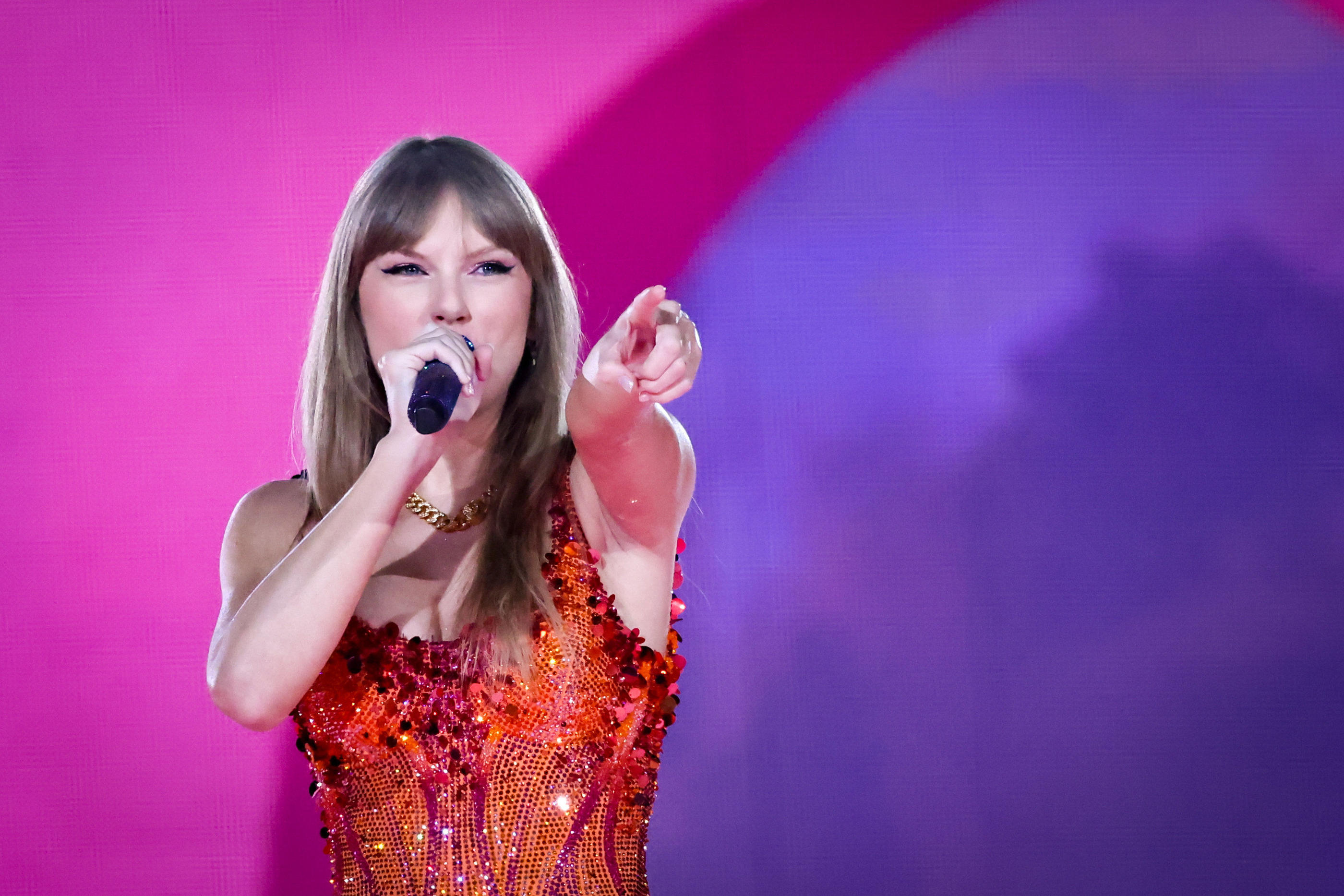 Taylor Swift, ici en concert à Paris La Défense Arena en mai dernier, a annoncé qu'elle voterait pour la candidate démocrate Kamala Harris. LP / Fred Dugit