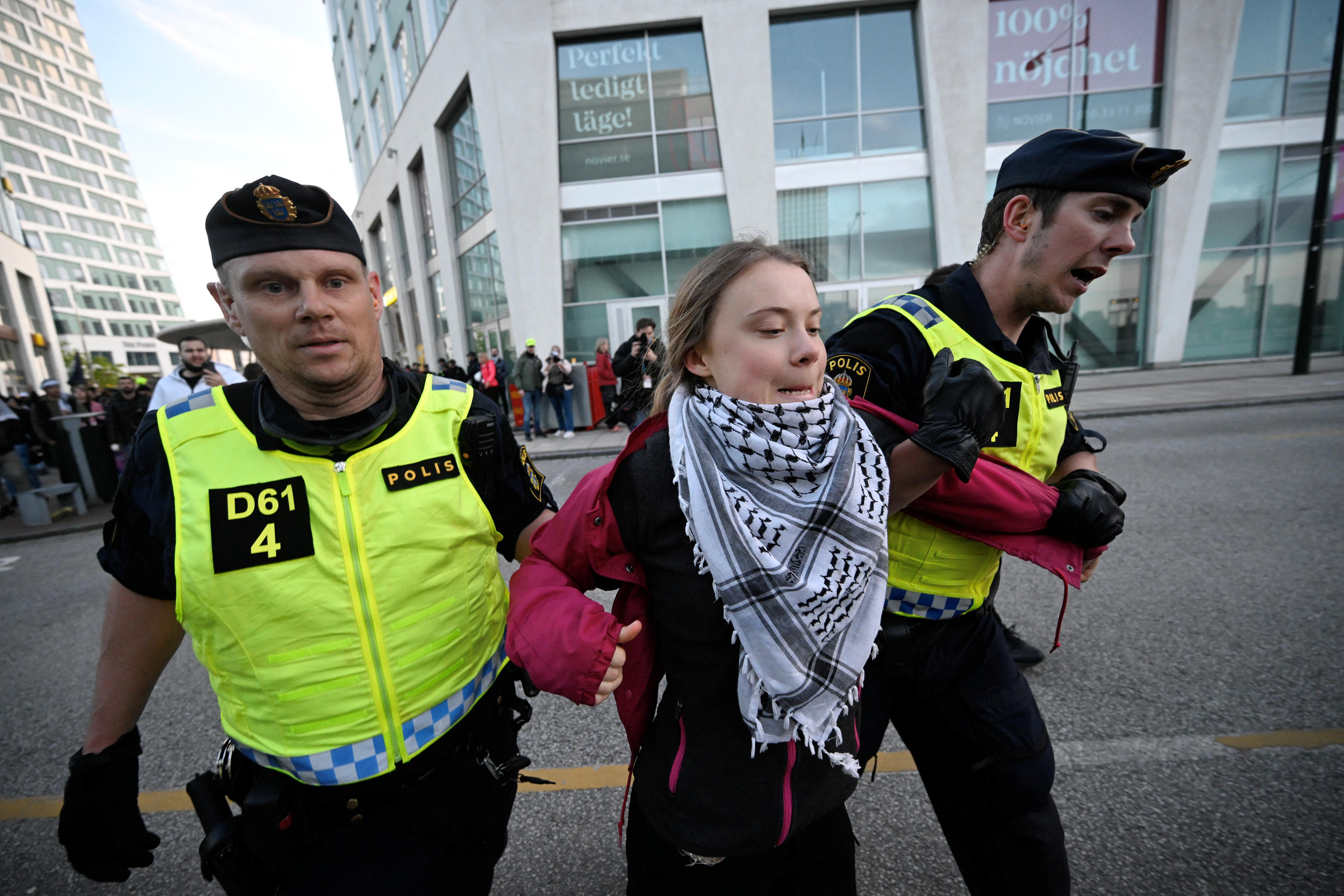 Greta Thunberg a été arrêtée mercredi à Copenhague (Danemark) durant une manifestation pro-palestinienne. Reuters/Johan Nilsson