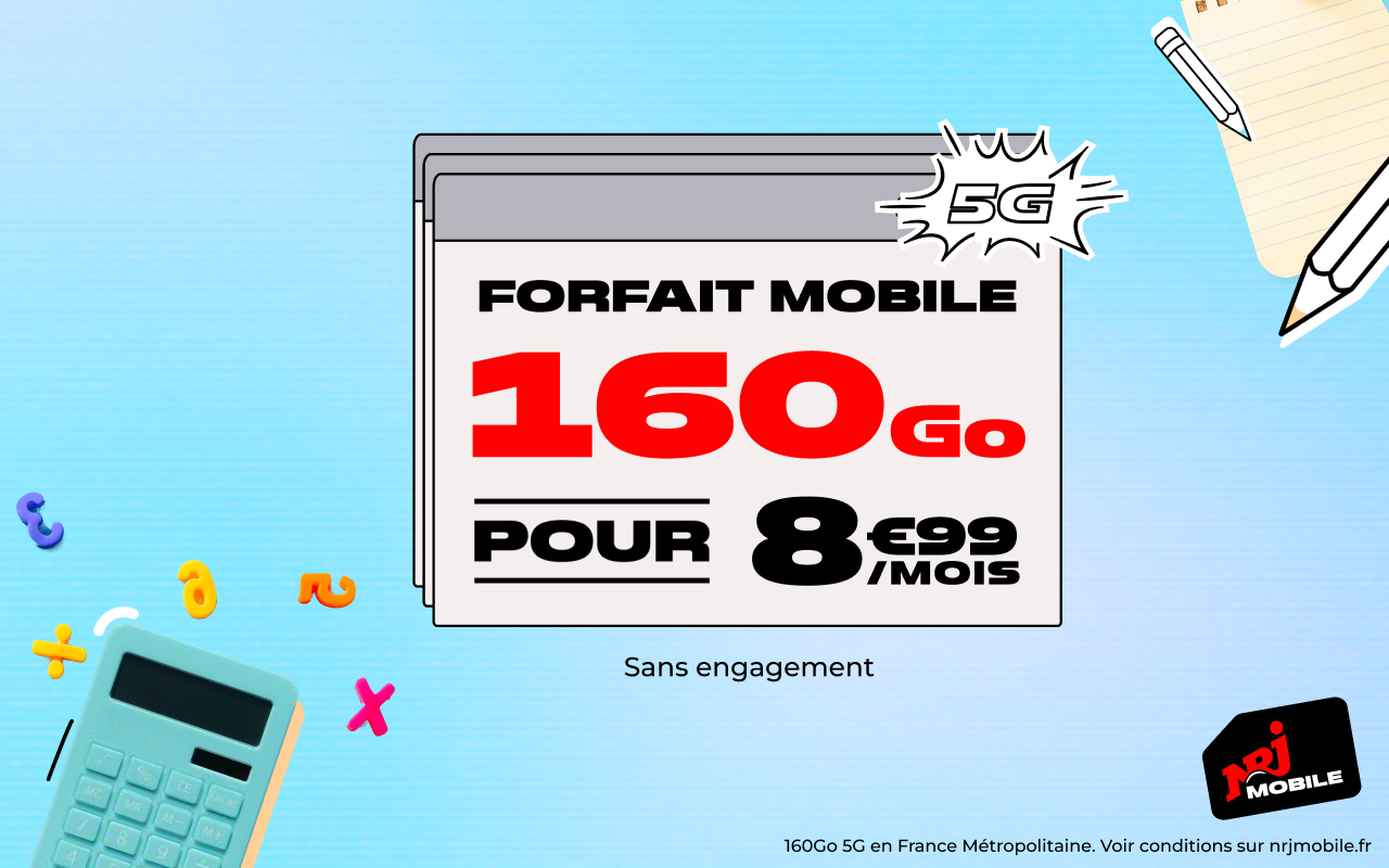 Ce forfait 5G NRJ Mobile à 8,99 euros est le bon plan du moment // NRJ Mobile