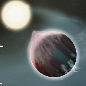 Artist's conception of tidal disruption of a gas giant planet.