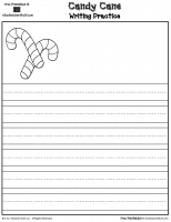 Candy Cane Writing Practice Printable Page