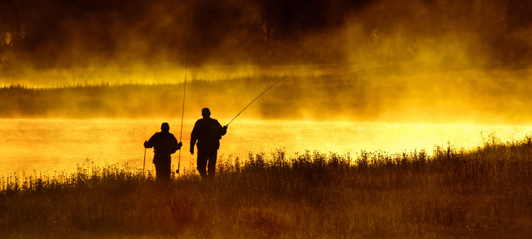 Two people fishing