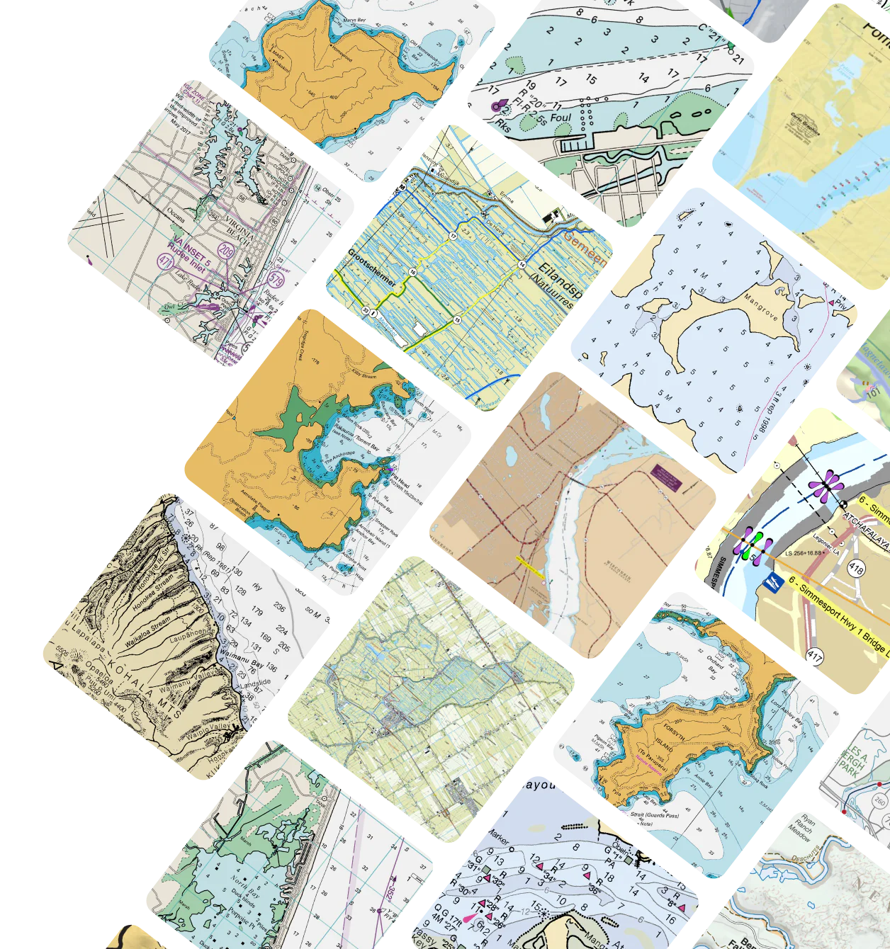 A variety of different maps displayed as tiles