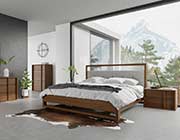 walnut bed gray fabric italy VG Fellicci