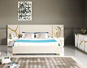 White Leather Modern Bed VG Alymer