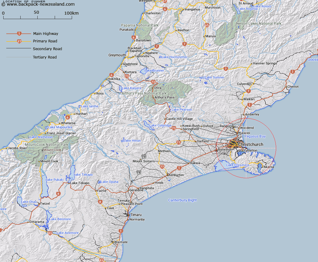 Sumner Map New Zealand