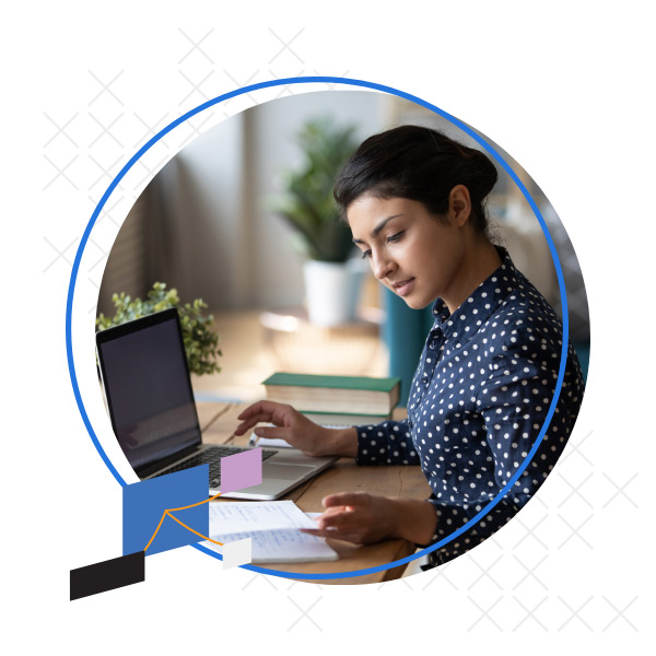 photo of woman working at desk