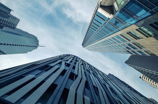 View of buildings with ground perspective