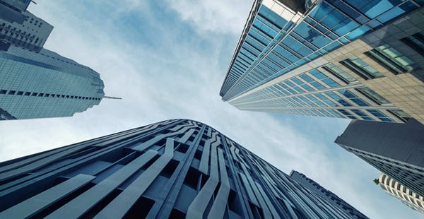 View of buildings with ground perspective