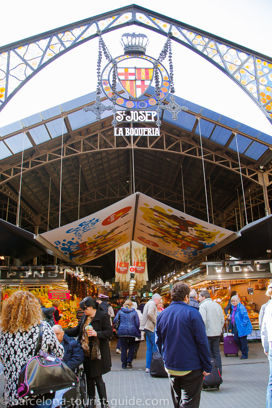 La Boqueria food Market on Las Ramblas, Barcelona.