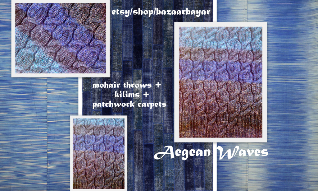 Aegean Waves Handknit Mohair Throw