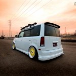 White Scion XB ON Yellow BBS RS