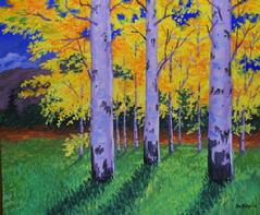 Aspens painting birch cotton wood tree