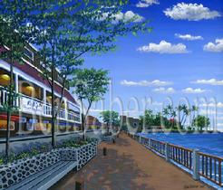 Front Street Lahaina Maui BJs Pizza restaurant painting art