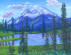 painting mount mt rainier picture tipso lake washington art print canvas