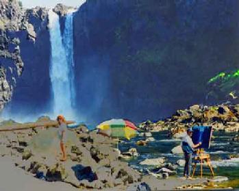 Snoqualmie Falls artist painting Washington