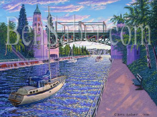 montlake bridge cut canal painting picture