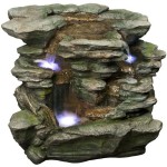 Rock Waterfall Fountain with LED Lights