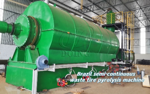 Installation video of semi-continuous waste tire pyrolysis equipment in Brazil