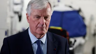 Le Premier ministre Michel Barnier le 7 septembre 2024 à l'hôpital Necker à Paris 