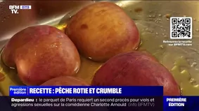 Ma recette avec un chef : Pêche rôtie et crumble - 23/08