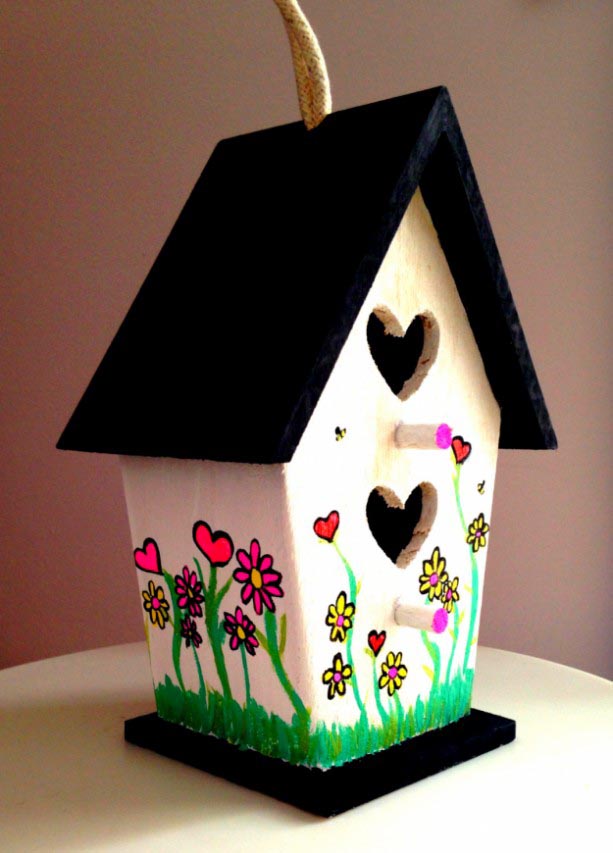 Painting Wooden Bird Houses