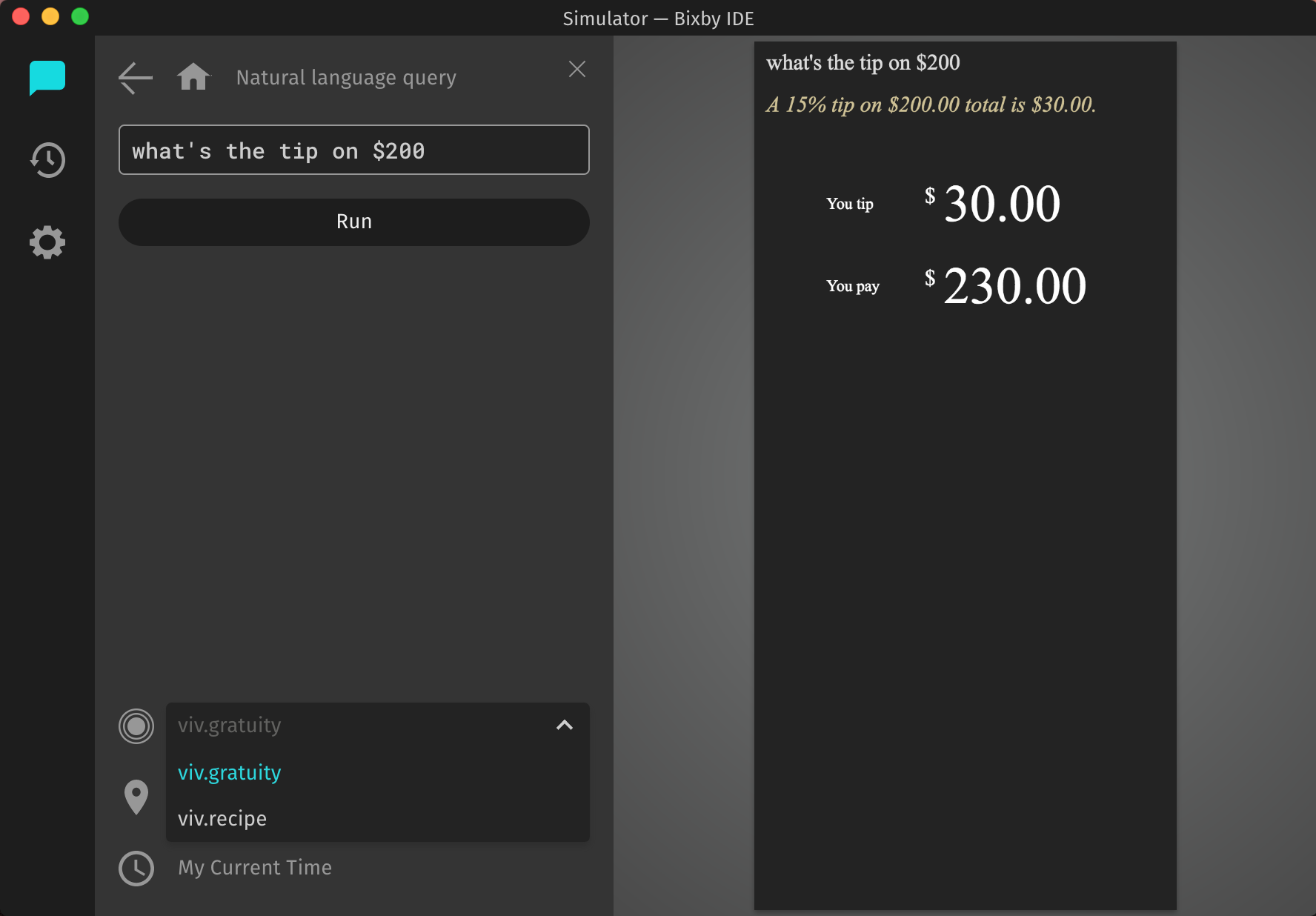 Simulator with drop-down opened for capsules, showing 2 capsules loaded