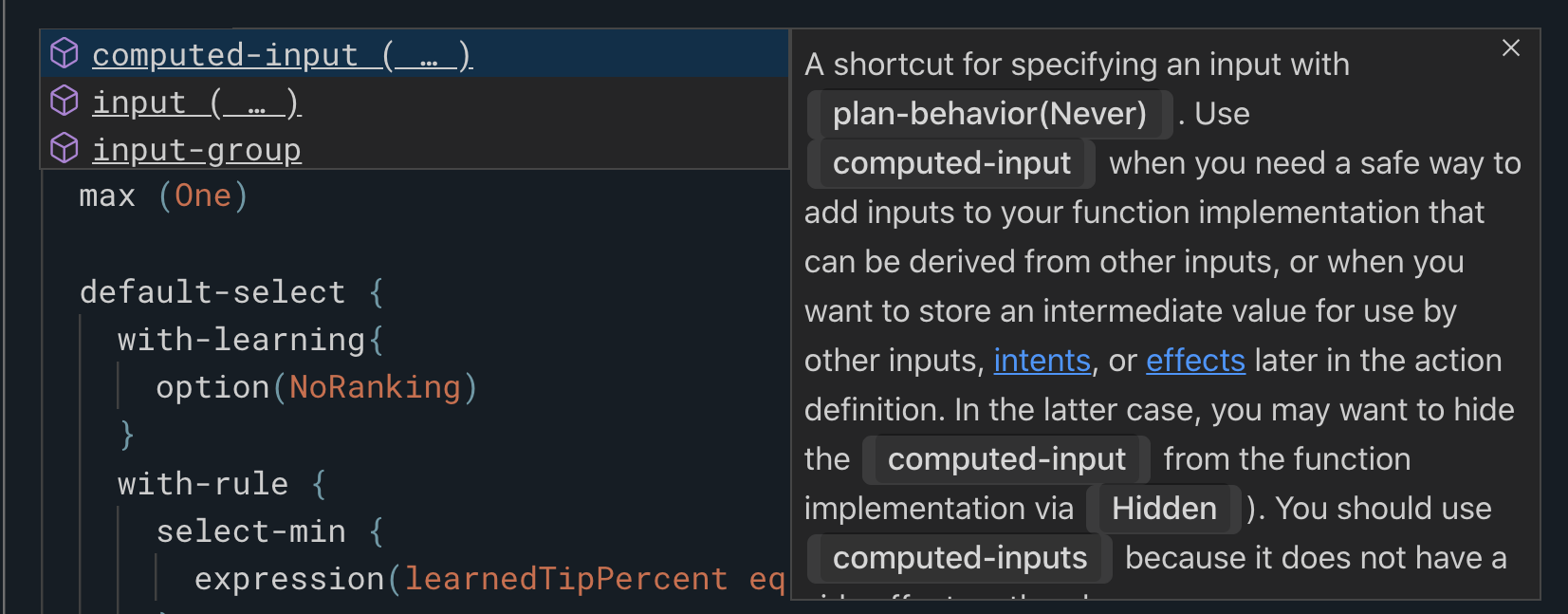 Key Documentation expanded for the `computed-input` key