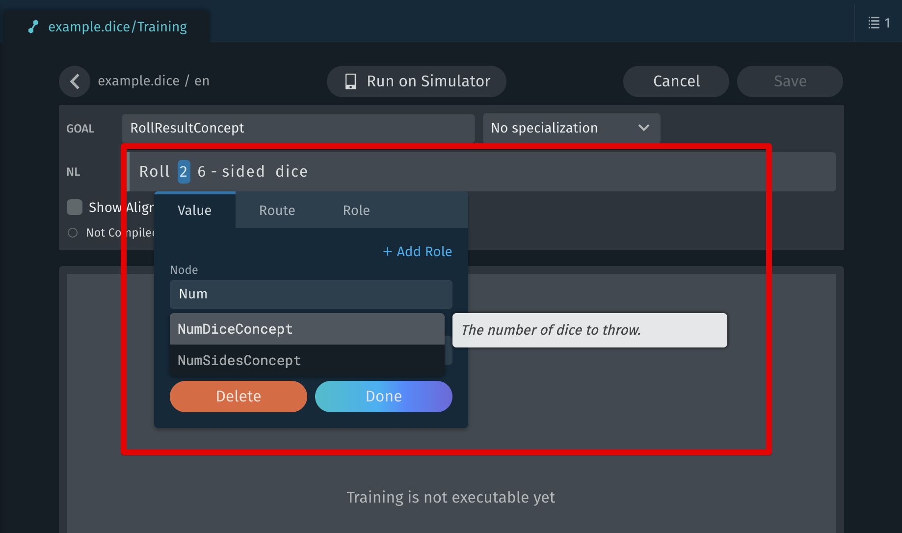 Finish annotating the value by selecting the type of Node for that value