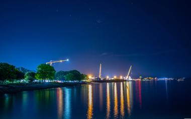 唯美海滩夜景壁纸图片