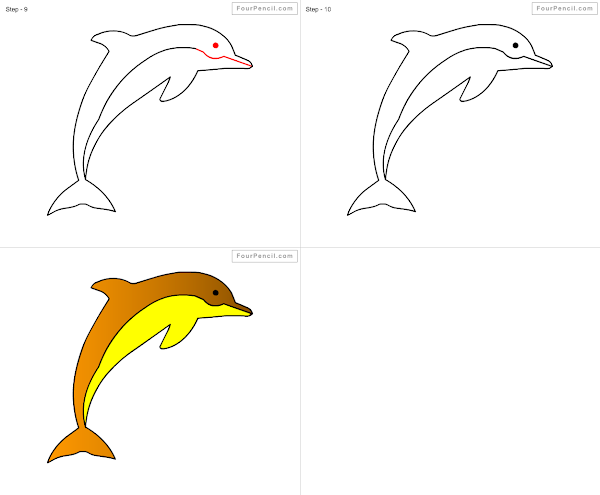 How to draw cartoon Dolphin - slide 3