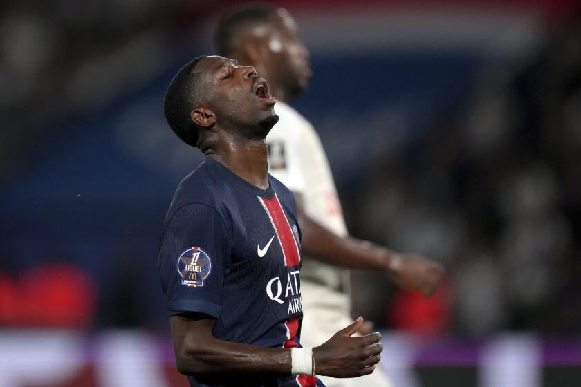 Ousmane Dembélé del Paris Saint-Germain durante el partido contra Montpellier en la liga francesa, el viernes 23 de agosto de 2024. (AP Foto/Thibault Camus)