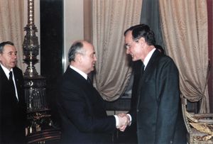 George Bush and Mikhail Gorbachev